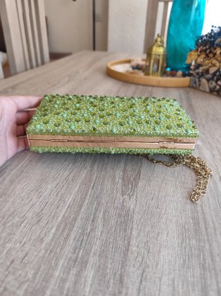 Bolso fiesta verde piedras y nacar