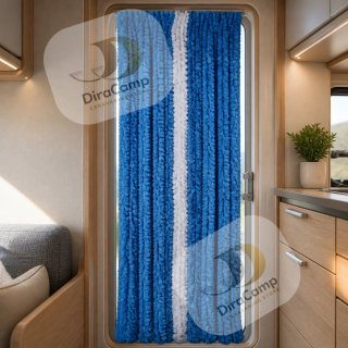 Cortina Chenilla Azul y Blanca 56x185cm