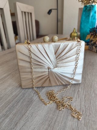 Bolso de fiesta satén dorado champán