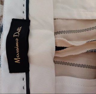 Pantalón rayas Massimo Dutti beige/negro