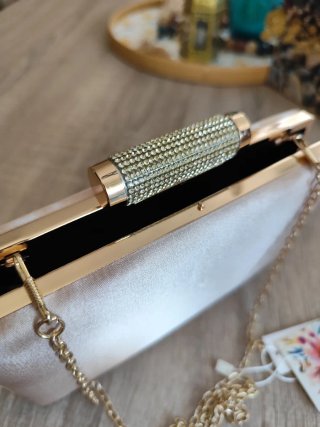 Bolso de fiesta satén dorado y rosa