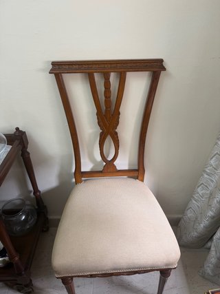 6 Sillas de Comedor Madera y Tela Beige