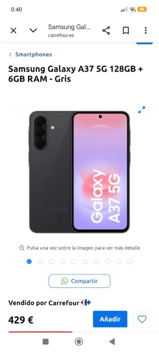 Samsung Galaxy A37 5G 128GB Gris PRECINTADO.