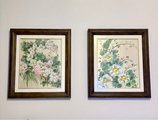 Coppia di quadri floreali vintage