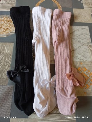 3 pares de leotardos con lazo talla:12/18 meses