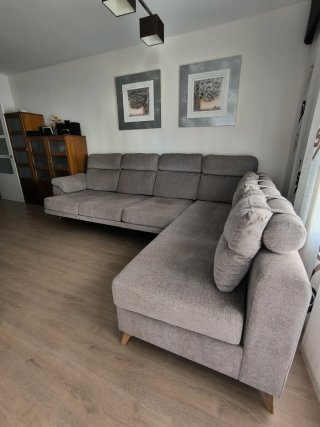 Chaiselongue gris tela