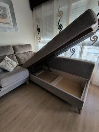 Chaiselongue gris tela