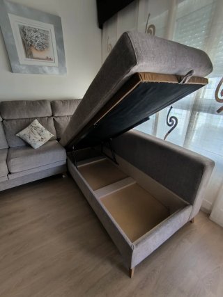 Chaiselongue gris tela