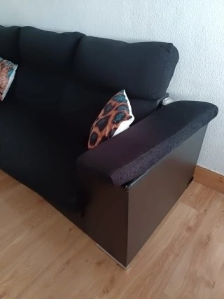Sofá Chaiselongue Negro con Arcón