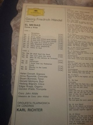 LP Haendel El Mesías Coros y Arias
