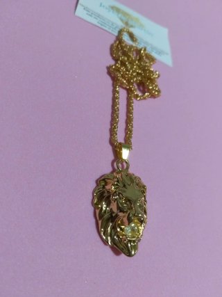 Collar Cabeza León Chapado Oro 18k