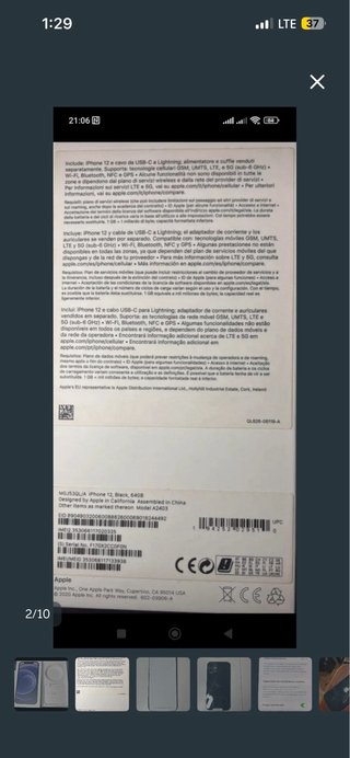 iPhone 12 Negro caja original