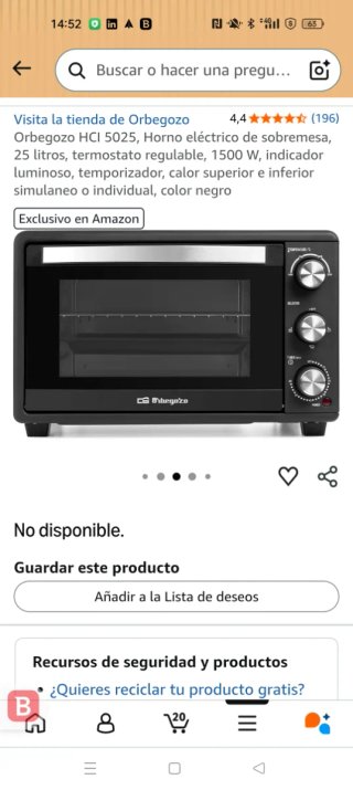 Mini horno eléctrico Orbegozo