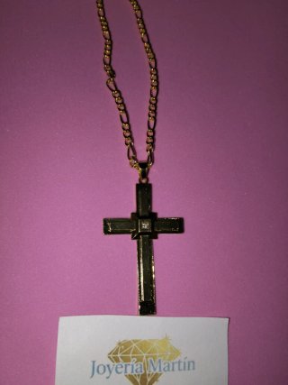 Cadena Cruz Chapado Oro 18k Plata Acero Quirúrgico