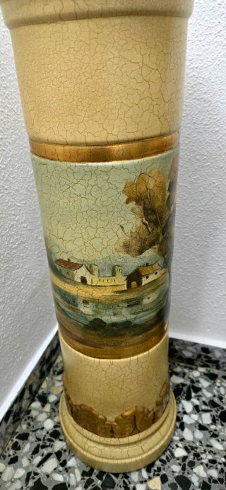 Columna y Jarrón Cerámica Decorado Antiguo