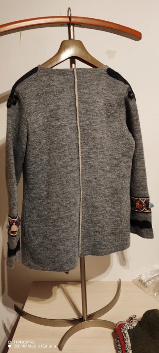 Chaqueta mujer bordada gris multicolor