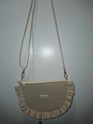Bolso mini o de niña, beige con volantes