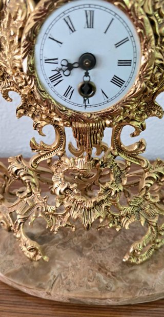 Reloj y Candelabros Bronce Mármol