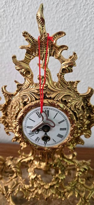 Reloj y Candelabros Bronce Mármol
