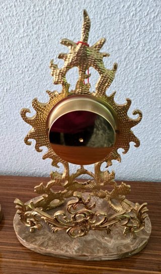 Reloj y Candelabros Bronce Mármol