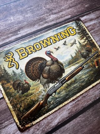 Letrero cartel Metálico Browning Caza Pavo