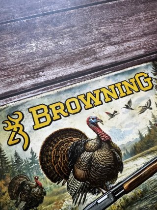 Letrero cartel Metálico Browning Caza Pavo