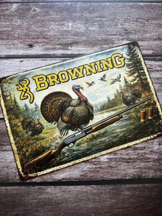 Letrero cartel Metálico Browning Caza Pavo