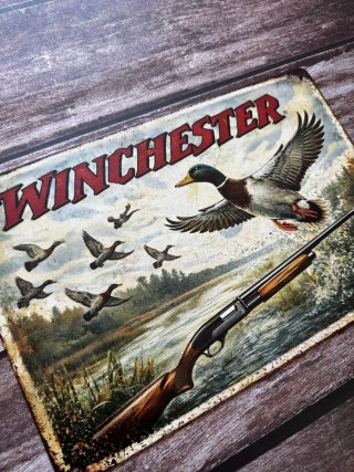 PLACA CARTEL METALICO DE CAZA WINCHESTER PATOS