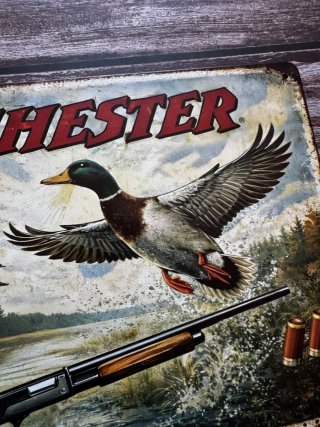 PLACA CARTEL METALICO DE CAZA WINCHESTER PATOS