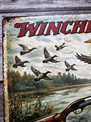PLACA CARTEL METALICO DE CAZA WINCHESTER PATOS