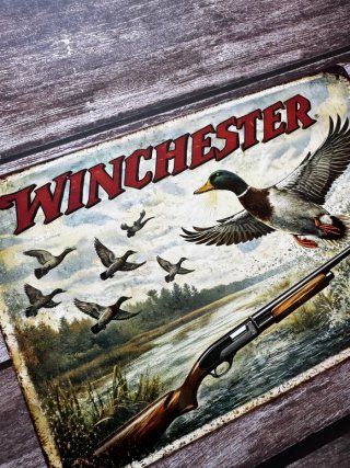 PLACA CARTEL METALICO DE CAZA WINCHESTER PATOS
