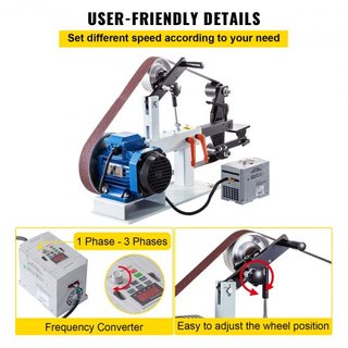Lijadora de Disco y Banda de Banco Lijadora de Banco 1.5KW con Rueda PH 427 x 30.5 cm Cinta de Lijado Ajustable, Lijadora de Banda y Disco de Maquinaria Central 0-2800Rpm Lijadoras Combinadas