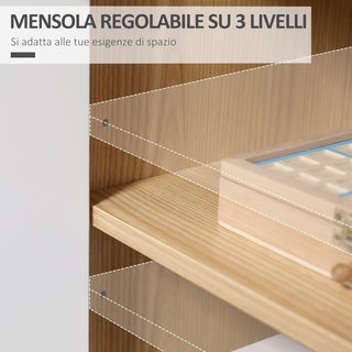 Mobile Multiuso Moderno in Agglomerato e Legno di Pino con Scaffale Interno Regolabile su 3 Livelli, Mobile per Ingresso, Soggiorno, Cucina e Bagno, 77X35X77.5 Cm