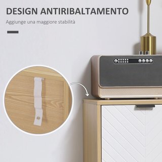 Mobile Multiuso Moderno in Agglomerato e Legno di Pino con Scaffale Interno Regolabile su 3 Livelli, Mobile per Ingresso, Soggiorno, Cucina e Bagno, 77X35X77.5 Cm
