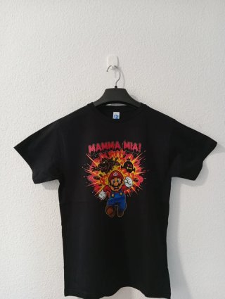 Camiseta Mario Bros  mamma mia! hombre y niño