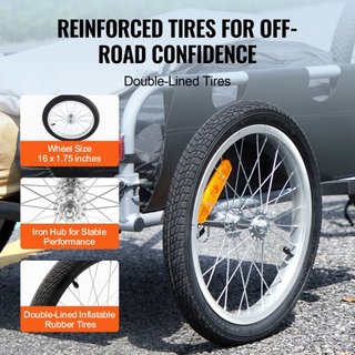 Remolque de Carga para Bicicleta, Capacidad de Carga de 100 lbs, Carro de Bicicleta de Alta Resistencia, Almacenamiento Compacto Plegable y Liberación Rápida con Enganche Universal, Ruedas de 16",...