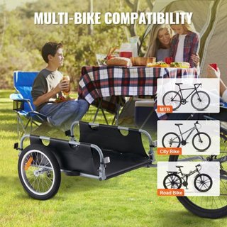 Remolque de Carga para Bicicleta, Capacidad de Carga de 100 lbs, Carro de Bicicleta de Alta Resistencia, Almacenamiento Compacto Plegable y Liberación Rápida con Enganche Universal, Ruedas de 16",...
