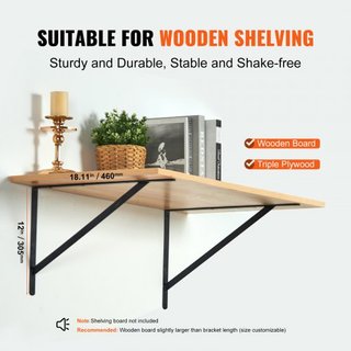 Supporto per Scaffale, 18 x 12 in 12 Pezzi, Supporti per Scaffali Galleggianti ad Alta Resistenza, Supporti per Scaffali, Supporto per Scaffale Triangolare Nero Opaco da 3 mm di Spessore, Supporti per Libreria...