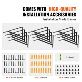 Supporto per Scaffale, 18 x 12 in 12 Pezzi, Supporti per Scaffali Galleggianti ad Alta Resistenza, Supporti per Scaffali, Supporto per Scaffale Triangolare Nero Opaco da 3 mm di Spessore, Supporti per Libreria...