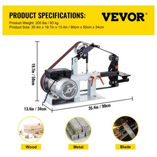 2Hp Banda de Lijado de Velocidad Constante 2 X 82 pulgadas Lijadora de Disco con 3 Ruedas de Lijado 110V Lijadora de Banco Rueda de 12 pulgadas y Soporte de Placa Plana para Fabricación de Cuchillos