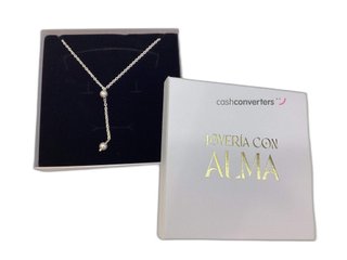 collar plata 925mm con piedra con perla 23cm