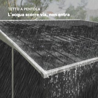 Capanno da Giardino 8,9 m² in Acciaio Zincato con 2 Ventilazioni, Tetto Inclinato, Doppie Porte Scorrevoli Bloccabili e Guanti, 280x345x169/201 cm, Nero