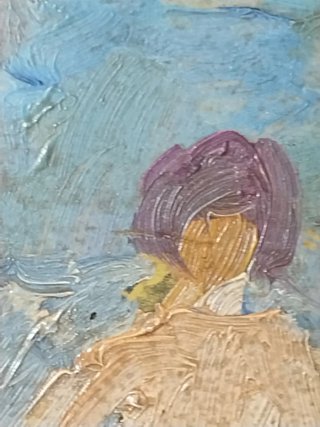 Pintura óleo antigua SIGLO XIX impresionista tabla