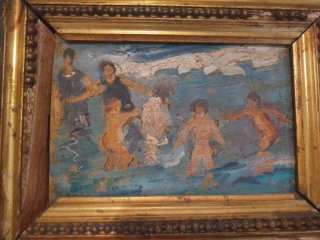 Pintura óleo antigua SIGLO XIX impresionista tabla
