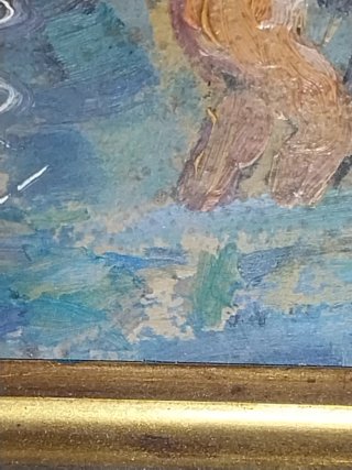 Pintura óleo antigua SIGLO XIX impresionista tabla