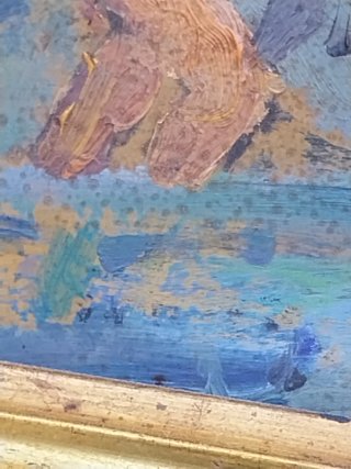 Pintura óleo antigua SIGLO XIX impresionista tabla
