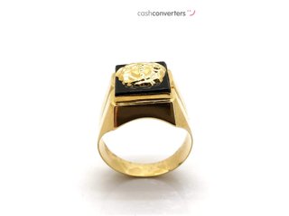 sello oro 18k con piedra con onix