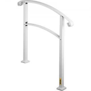 Pasamanos de 3 Pasos para Escaleras Exteriores Se Adapta a 1 o 3 Pasos Barandilla de Escalera Blanca Mate Barandilla de Hierro Forjado con Kit de Instalación Pasamanos para Escalera Exterior