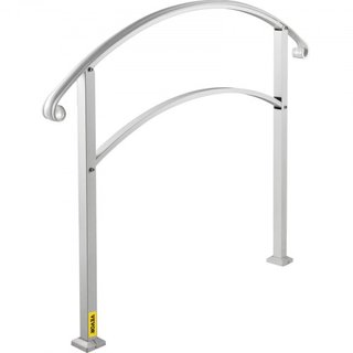 Pasamanos de 3 Pasos para Escaleras Exteriores Se Adapta a 1 o 3 Pasos Barandilla de Escalera Blanca Mate Barandilla de Hierro Forjado con Kit de Instalación Pasamanos para Escalera Exterior