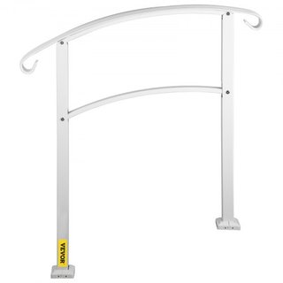 Pasamanos de 3 Pasos para Escaleras Exteriores Se Adapta a 1 o 3 Pasos Barandilla de Escalera Blanca Mate Barandilla de Hierro Forjado con Kit de Instalación Pasamanos para Escalera Exterior
